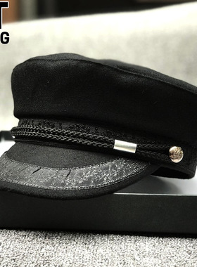 香港I.Tgreg秋冬百搭毛呢鸭舌帽女平顶帽休闲羊毛呢八角贝雷帽潮