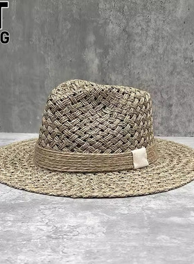 香港I.Tgreg时尚复古巴拿马草帽草编大檐礼帽男女防晒沙滩遮阳帽
