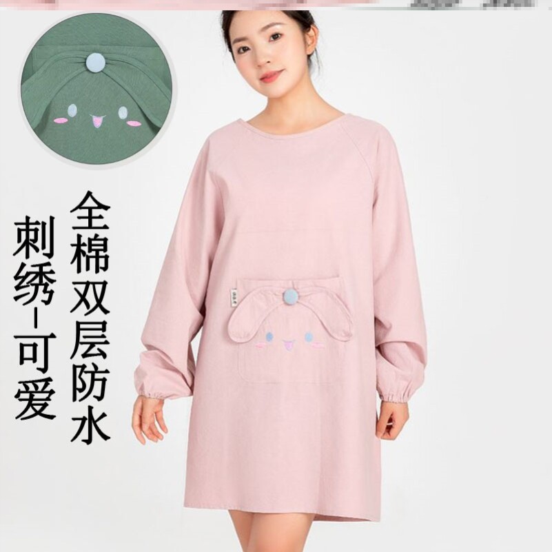 纯棉围裙100布全棉厨衣超好看的韩式多巴胺罩衣外搭防水夏天薄花图片