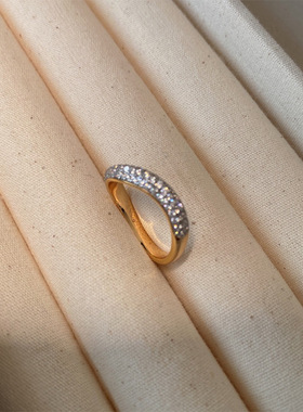 男女情侣对戒Ag925纯银镀18k金