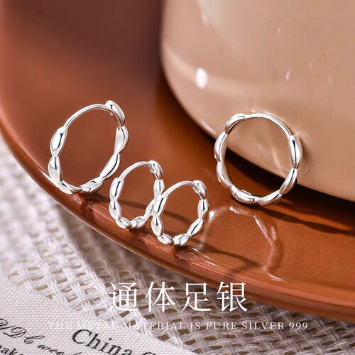 足银999七粒米耳环高级感