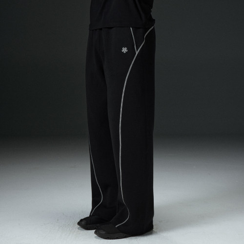 AFTERGLOW四季款垂感健身空气层卫裤 结构分割宽松直筒运动长裤