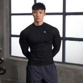 AFTERGLOW秋冬锦氨高弹小高领运动压缩衣 显大健身训练半拉链长袖