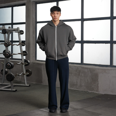 AFTERGLOW秋冬软糯松弛感空气层拉链卫衣 休闲百搭撞色拉链开衫