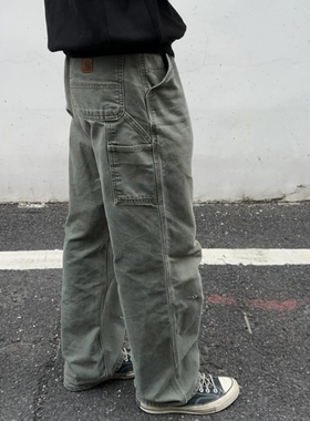 弹跳潮人 Carhartt卡哈特B11水洗帆布复古宽松工装口袋长裤伐木裤