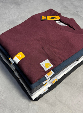 弹跳潮人 Carhartt卡哈特K126宽松圆领纯色工装打底口袋长袖T恤潮