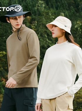 探拓户外双面绒打底衫男半高领保暖内衣女冬长袖秋衣中领内搭T恤