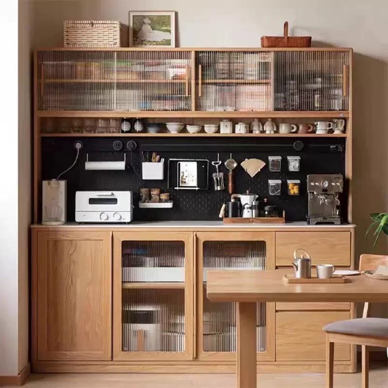 北欧实木橡木岩板餐边柜电器柜