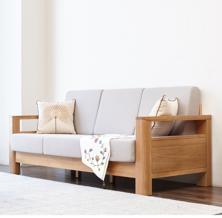 新品北欧全实木三人二人位沙发单人沙发橡木云端沙发组合客厅家具