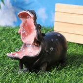 气动式 饰 河马张嘴吐泡泡吐气泡造景摆件pvc氧气泵水族造景缸底装