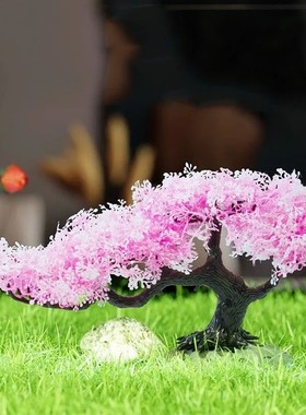 樱花树摆件水族鱼缸造景装饰品粉色樱花大小号pvc仿真树水下世界