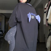 高街风情侣上衣夏季 大码 国潮立体翅膀小恶魔圆领t恤男女宽松短袖