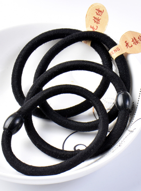 韩国高弹力发绳加粗无接缝发圈黑色橡皮筋扎头发头绳耐用基础发饰