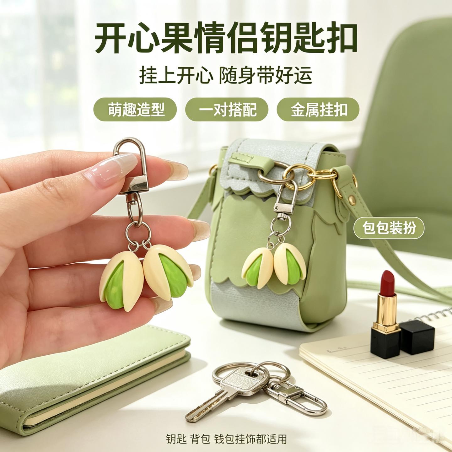 可爱创意食物开心果钥匙扣