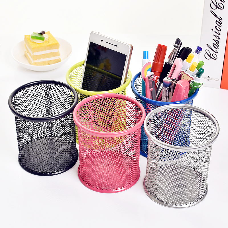 大号金属笔筒网格桌面收纳摆件