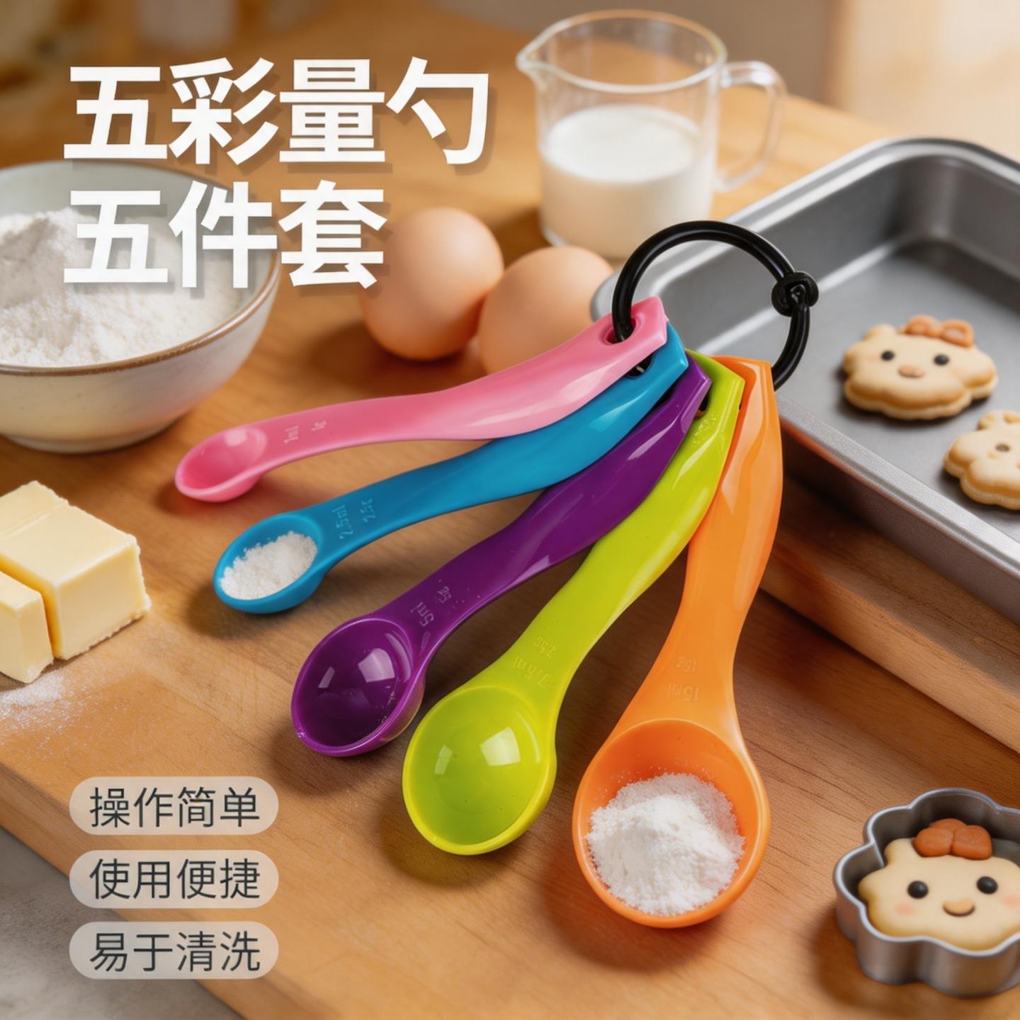 烘焙工具精品五色量勺量匙烘焙工具酵母量勺优质树脂量杯奶粉勺