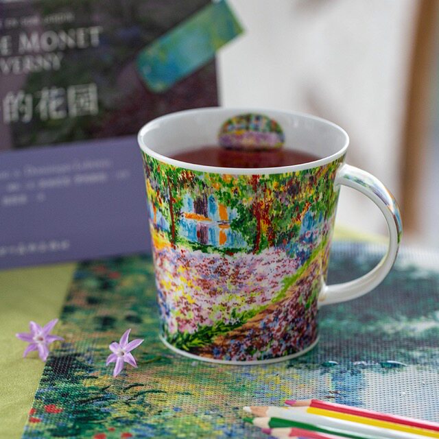 英国Dunoon骨瓷水杯马克杯陶瓷莫奈系列花园咖啡杯礼品装480ml