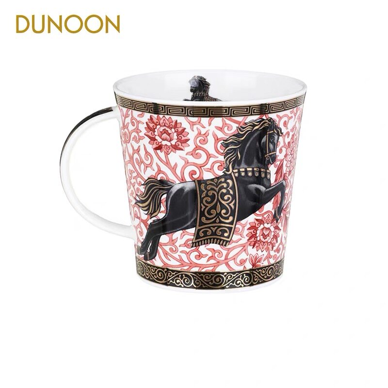 英国进口骨瓷马克杯dunoon马年纪念款水杯描金款咖啡杯480ml
