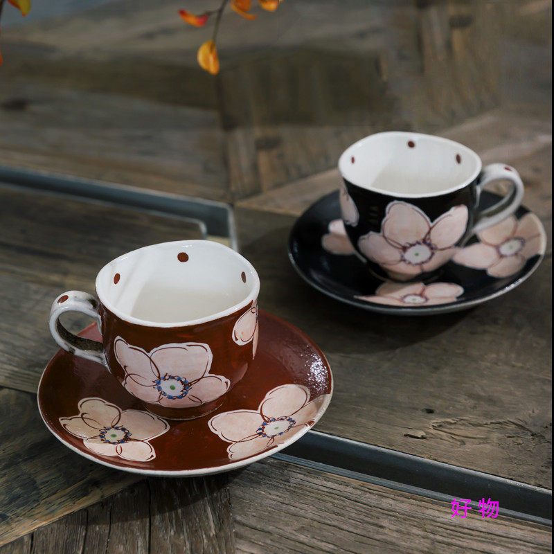 日本进口九谷烧手工茶杯咖啡杯红茶杯 夫妻对杯 浪漫樱花收藏礼物