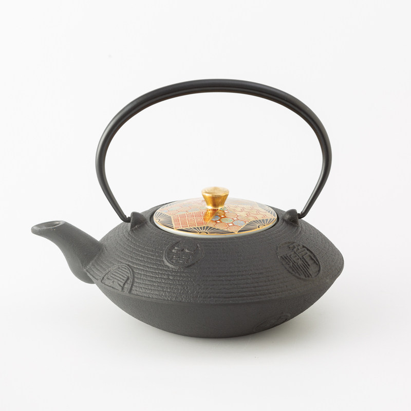 日本进口茶具T-nishikawa纯手工金彩六小纹高端收藏铸铁茶壶 茶杯