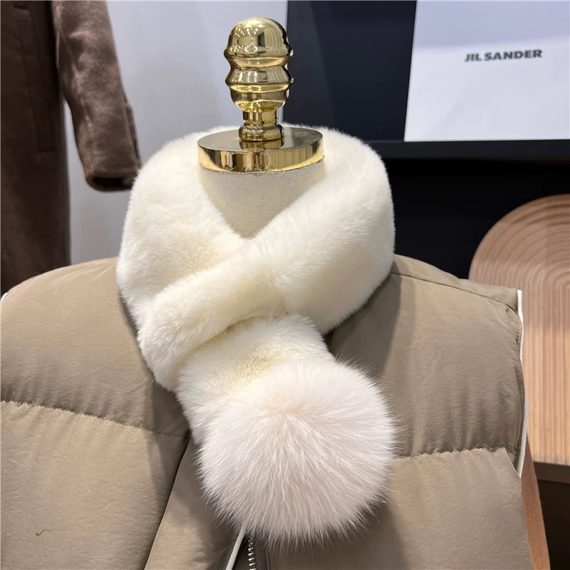 韩版真獭兔毛围巾冬季保暖