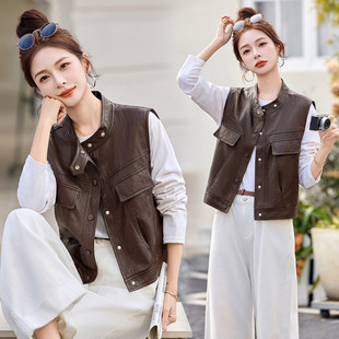 皮衣马甲2026新款今年流行爆款春装巨好看皮褂皮夹克外套女款外穿