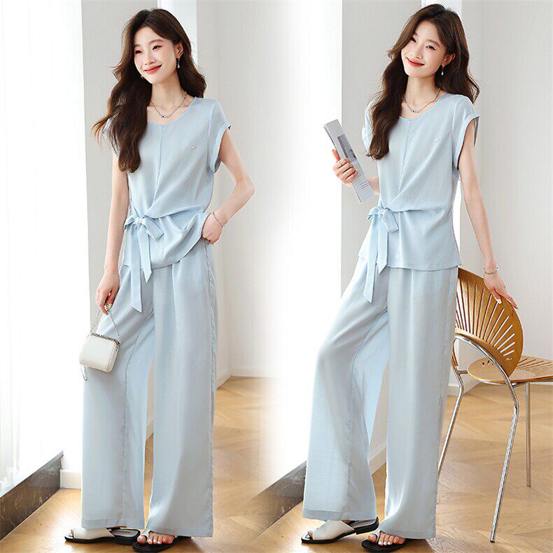 2026年夏季中年妈妈高档套装宽松遮肚显瘦短袖裤子洋气穿搭整套