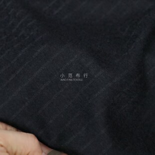 针织黑色竖条纹提花布料 毛涤弹力连衣裙旗袍时装面料 垂坠阔腿裤