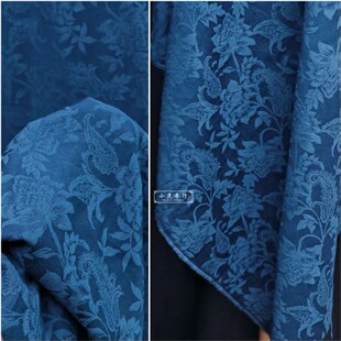 孔雀蓝棉麻立体浮雕提花布料柔软垂坠春秋衬衫 子面料 袍子连衣裙裤