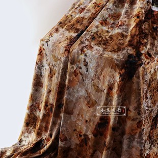 夏绿秋黄枯叶蝶秋冬款钻石绒丝绒布头印花高弹力垂坠设计师面料