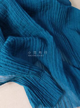 夏季孔雀绿聚酯纤维风琴褶皱锦纶闪光装饰发圈竖条连衣裙服装面料