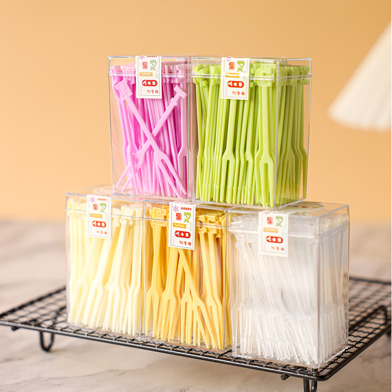 字母水果叉一次性水果签叉子蛋糕儿童宝宝家用可爱卡通创意高级小