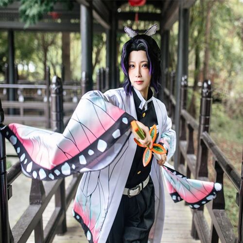 鬼灭之刃cosplay虫柱蝴蝶忍全套动漫cos羽织外套鬼杀队队服制服 - 封面