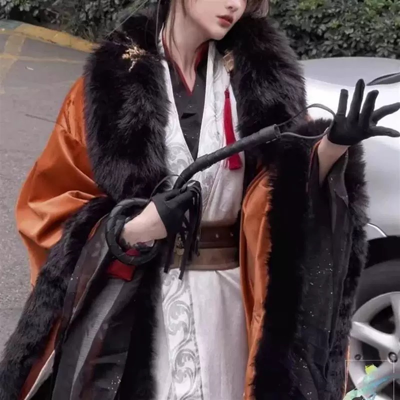 代号鸢cos服广陵王cosplay服装冬装大毛领披风大氅外套保暖古风
