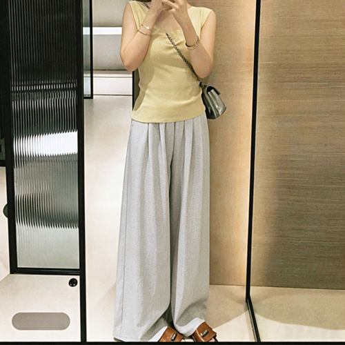 凉凉裤夏季新款高腰垂感休闲裤窄版直筒裤女裤