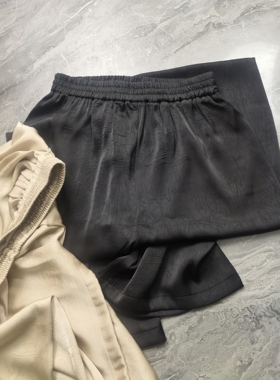 3夏季凉爽透气显瘦显腿细缎面压花女士正装裤休闲裤