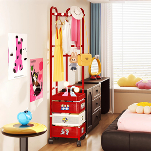 多巴胺衣架落地卧室转角衣帽架可移动挂衣架床头柜一体家用置物架