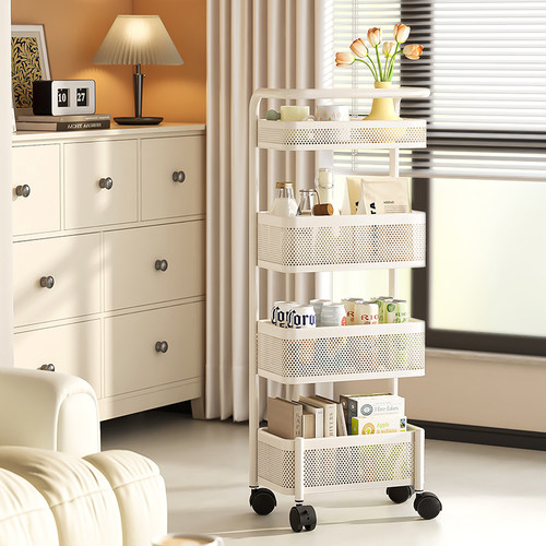 碳钢免安装移动夹缝小推车置物架