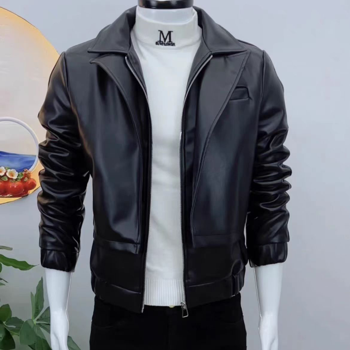 潮男秋冬新款皮衣外套短款机车服青年帅气修身潮流韩版休闲夹克男