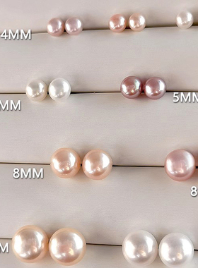 天然淡水真珍珠耳钉999纯银扁圆馒头耳坠耳饰女2025新款正品耳环