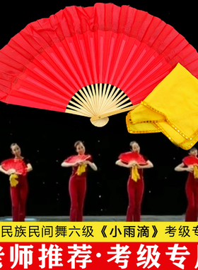 中国民族民间舞考级六级 小雨滴舞蹈考级手绢扇子道具