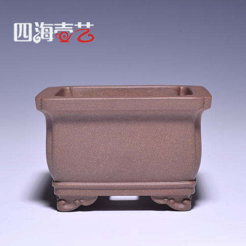 抽角四方盆微型纯手工名家收藏盆陈志云制宜兴精品紫砂小花盆
