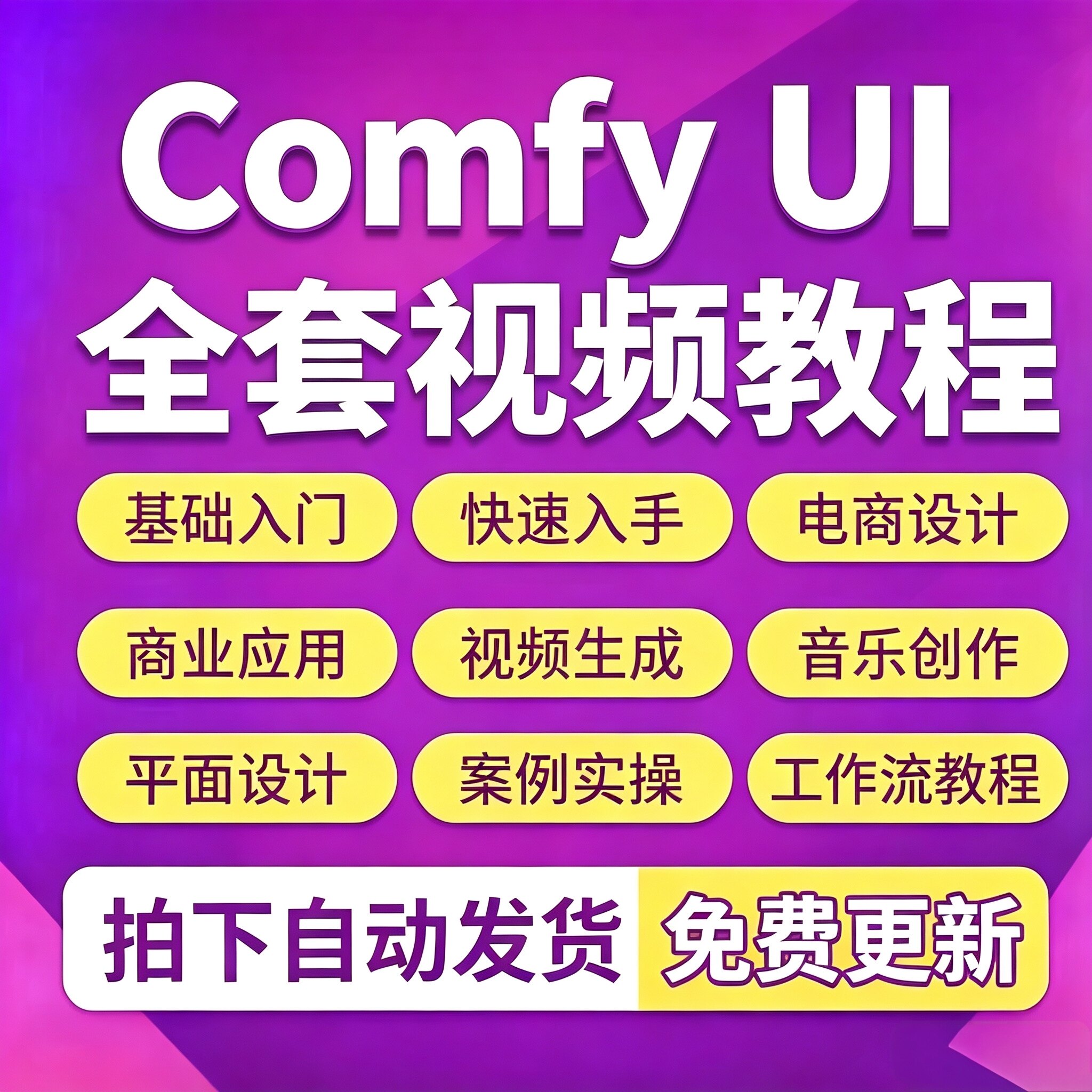 ComfyUI视频教程AI电商设计绘画工作流搭建生成入门到精通课程