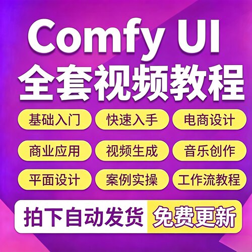 ComfyUI视频教程AI电商设计绘画工作流搭建生成入门到精通课程