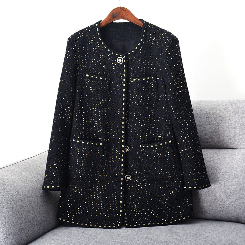 新款大码中长款法式小香风外套