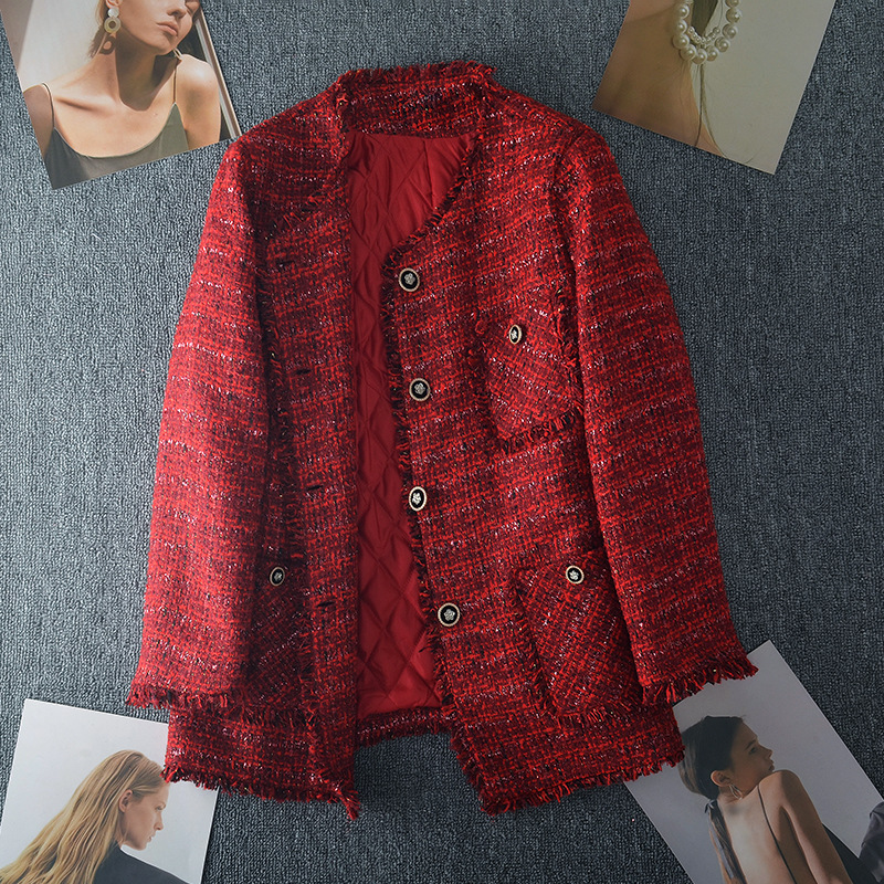 胖mm春秋新款大码小香风外套女