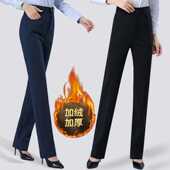 女裤 加绒直筒裤 职业裤 女装 裤 藏蓝色西裤 子银行弹力工作裤 西装 大码