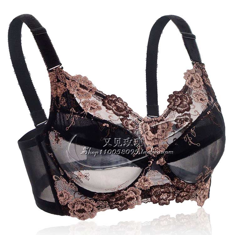 全透明蕾丝超大码性感胸罩内衣