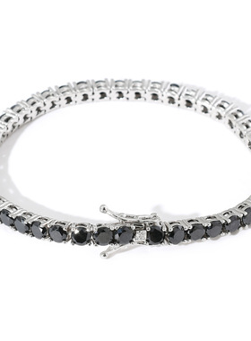 ICE BLING 4MM黑色锆石网球手链 男士嘻哈黑钻细手链简约嘻哈饰品