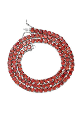 ICE BLING 4MM红色锆石红钻满钻网球链项链 嘻哈说唱个性小众街头